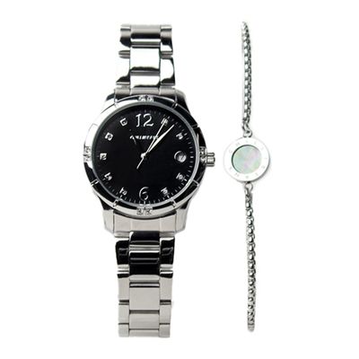 Kit Relógio Analógico Com Pulseira Feminino Chilli Beans Metal Prata